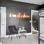 Big New And Modern With Skyline View Mural And Ping Pong