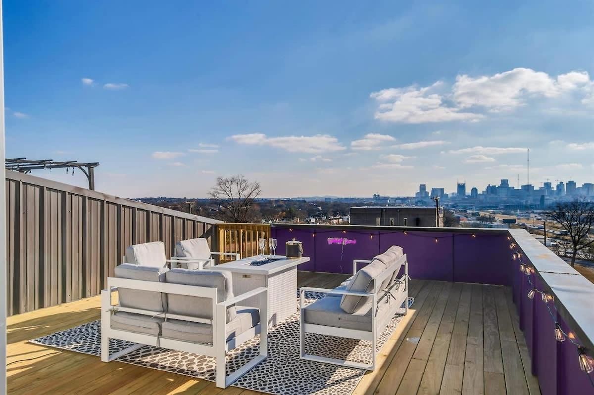Rooftop Skyline Views - Private Hot Tub - Fire Pit Nashville