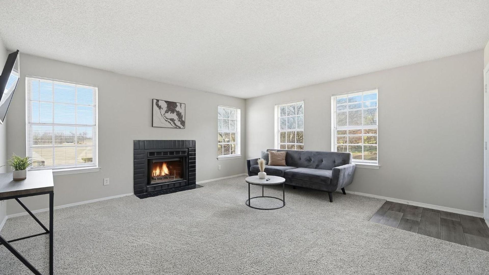 Apartment Comfortable Layout With Fireplace And Dining Area