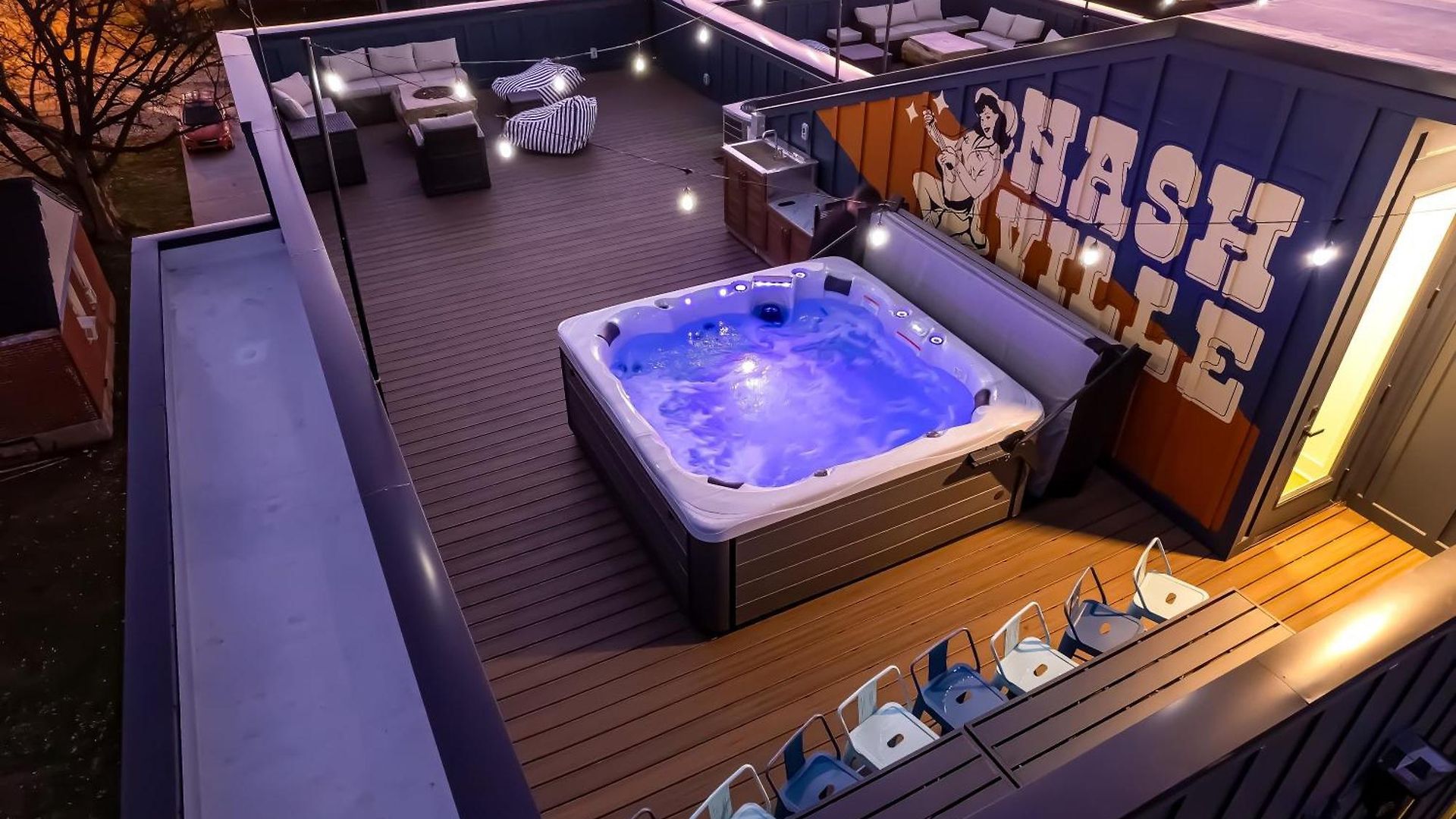 Rooftop Deck Hot Tub Game Downtown