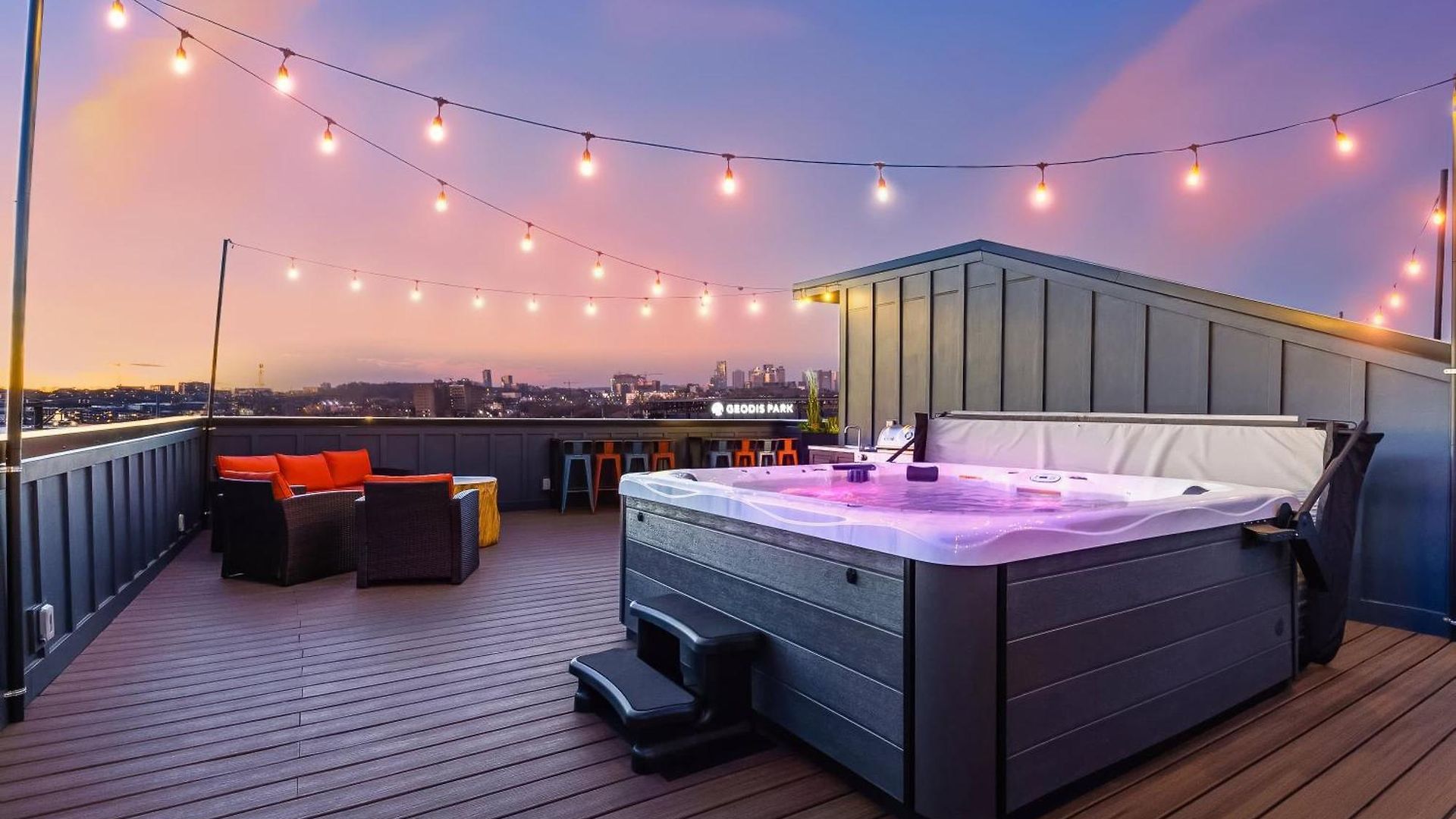 Rooftop Hot Tub Game Barrel Sauna Nashville