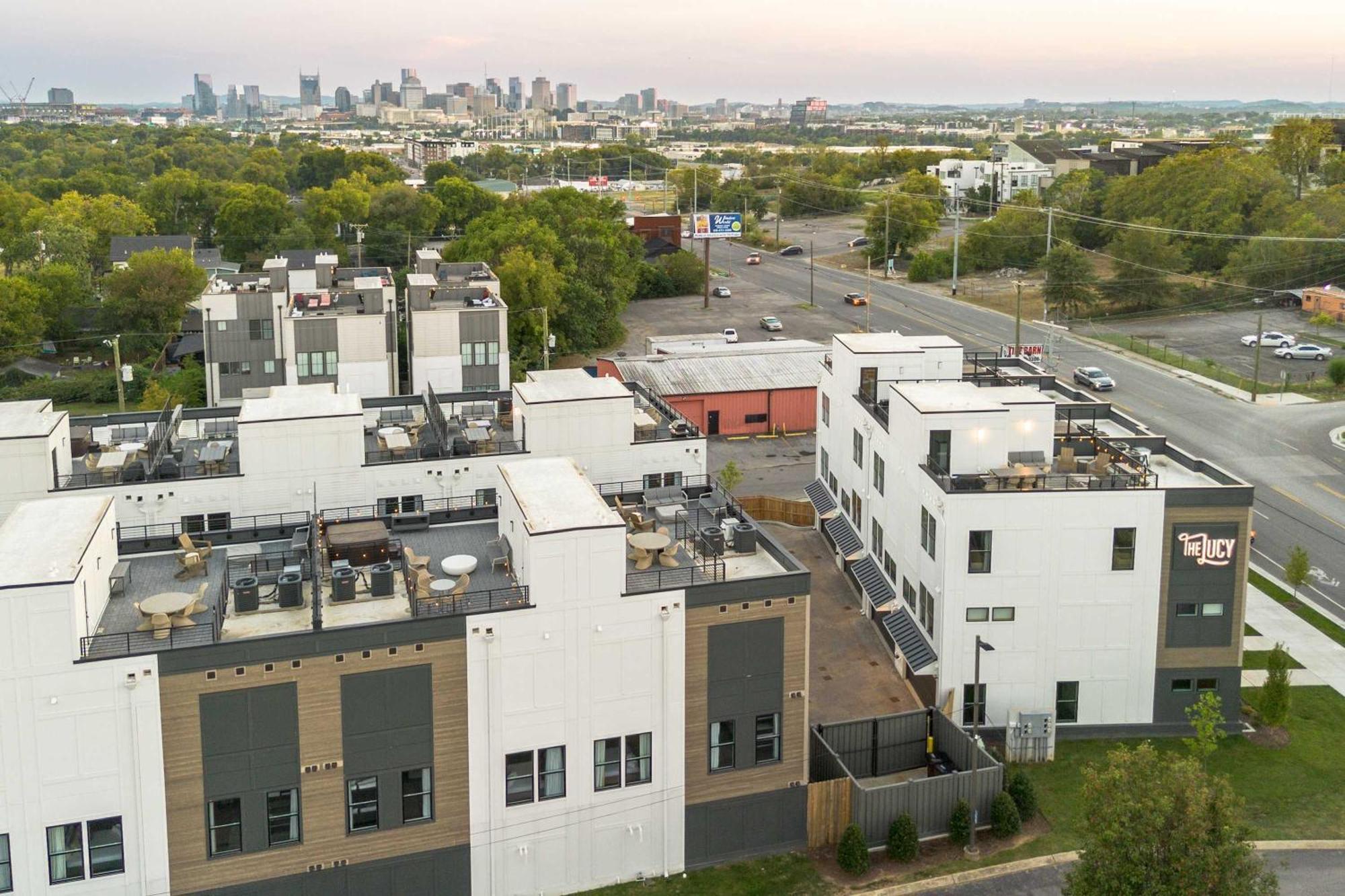 Rooftop Fire Pit Lounge Skyline Dt Nash Views
